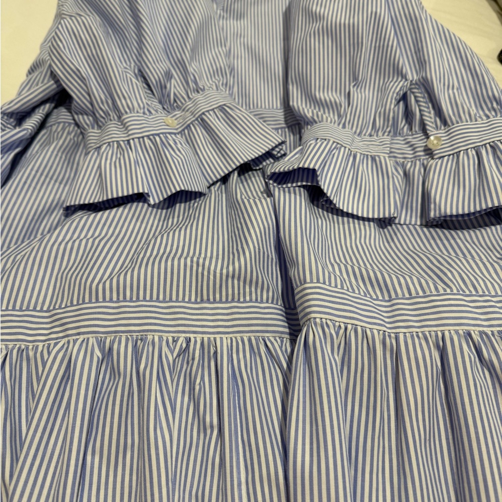 Blue Striped Ruffle Dress - Picture 7 of 9